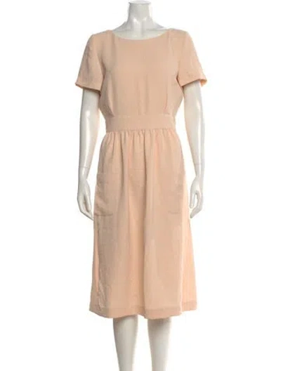 Pre-owned Sézane Bateau Neckline Midi Length Dress In Pink
