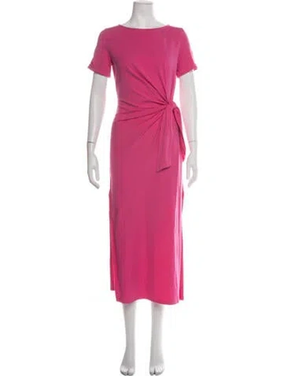 Pre-owned Sézane Bateau Neckline Midi Length Dress In Pink
