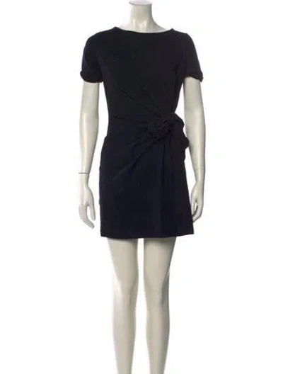Pre-owned Sézane Bateau Neckline Mini Dress In Black