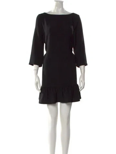 Pre-owned Sézane Bateau Neckline Mini Dress In Black