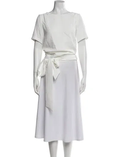 Pre-owned Sézane Bateau Neckline Short Sleeve Top In White