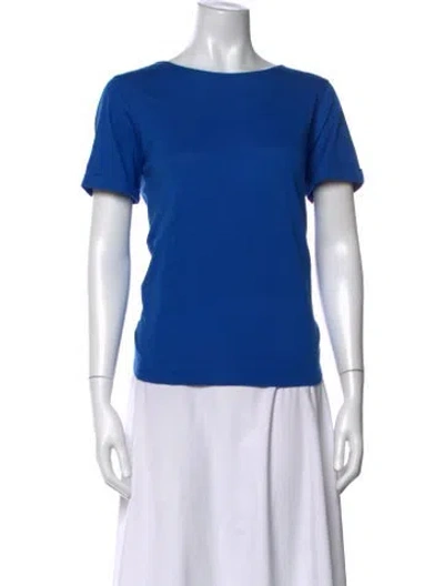 Pre-owned Sézane Bateau Neckline Short Sleeve T-shirt In Blue