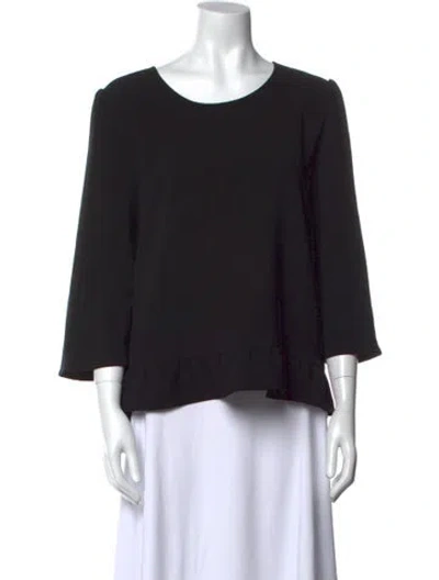 Pre-owned Sézane Bateau Neckline Three-quarter Sleeve Blouse In Black