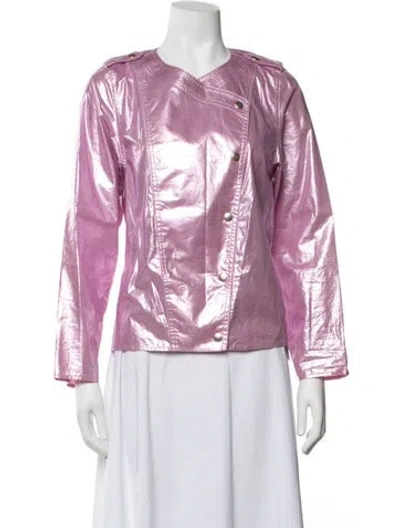 Pre-owned Sézane Biker Jacket In Purple