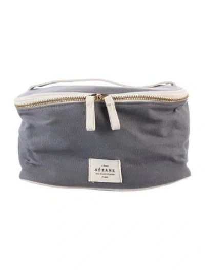 Pre-owned Sézane Canvas Cosmetic Bag In Grey/neutrals