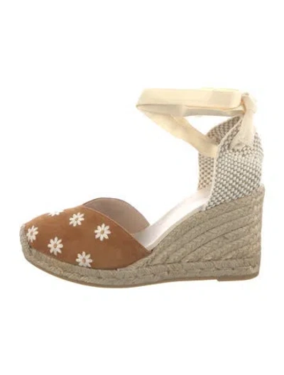 Pre-owned Sézane Canvas Floral Print D'orsay Pumps In Neutral