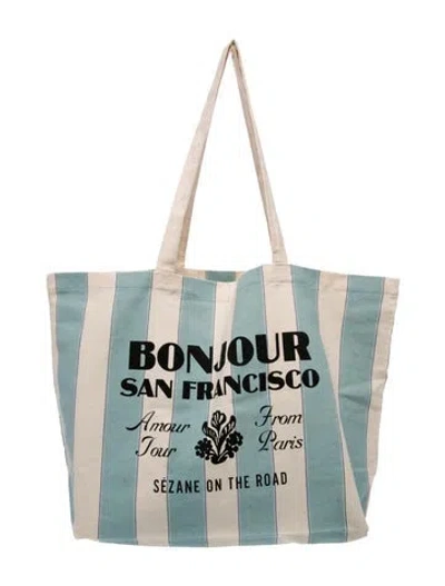 Pre-owned Sézane Canvas Tote In Blue