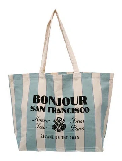 Pre-owned Sézane Canvas Tote In Blue