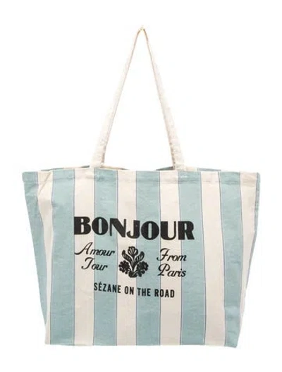 Pre-owned Sézane Canvas Tote In Blue