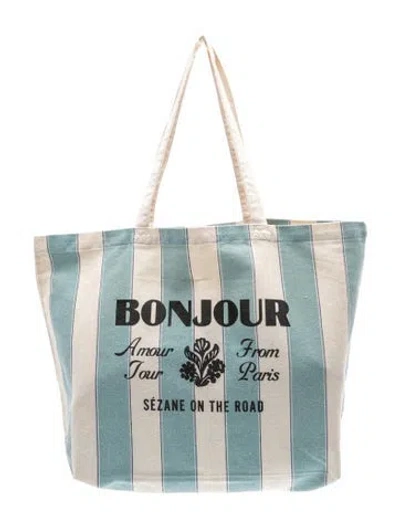 Pre-owned Sézane Canvas Tote In Blue
