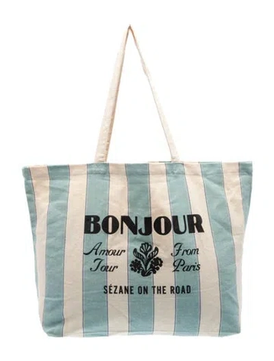 Pre-owned Sézane Canvas Tote In Blue