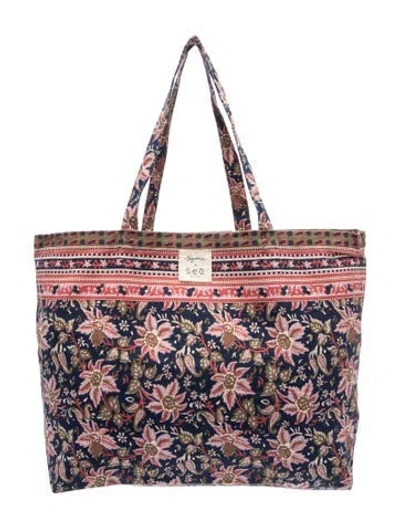 Pre-owned Sézane Canvas Tote In Blue