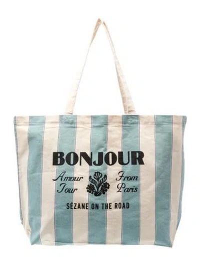 Pre-owned Sézane Canvas Tote In Blue