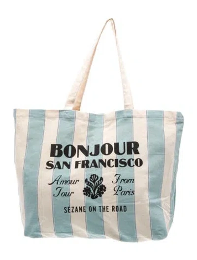 Pre-owned Sézane Canvas Tote In Blue