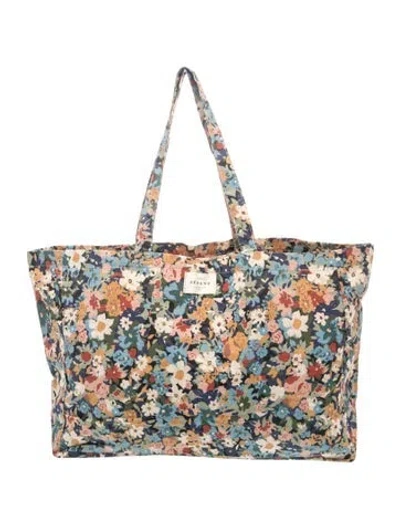 Pre-owned Sézane Canvas Tote In Blue/green