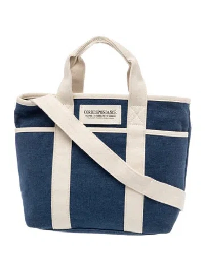 Pre-owned Sézane Canvas Tote In Blue/neutrals