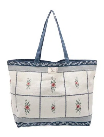 Pre-owned Sézane Canvas Tote In Blue/neutrals