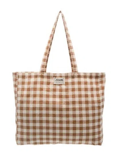 Pre-owned Sézane Canvas Tote In Brown