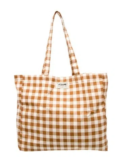 Pre-owned Sézane Canvas Tote In Brown/neutrals