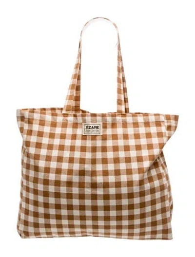 Pre-owned Sézane Canvas Tote In Brown/neutrals