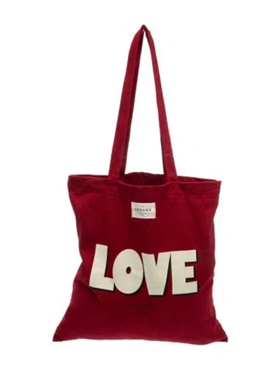 Pre-owned Sézane Canvas Tote In Burgundy