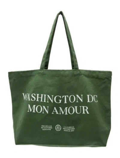 Pre-owned Sézane Canvas Tote In Green