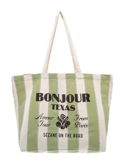 Pre-owned Sézane Canvas Tote In Green