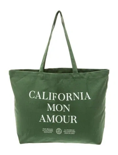 Pre-owned Sézane Canvas Tote In Green