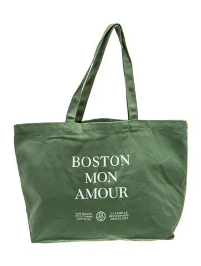 Pre-owned Sézane Canvas Tote In Green