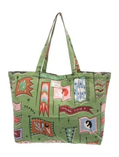 Pre-owned Sézane Canvas Tote In Green