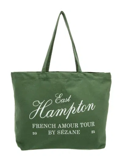 Pre-owned Sézane Canvas Tote In Green