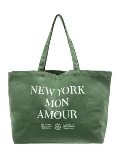 Pre-owned Sézane Canvas Tote In Green