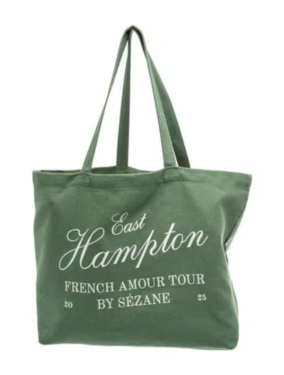 Pre-owned Sézane Canvas Tote In Green