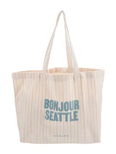 Pre-owned Sézane Canvas Tote In Neutral