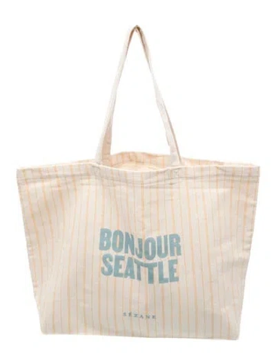 Pre-owned Sézane Canvas Tote In Neutral