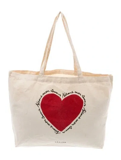Pre-owned Sézane Canvas Tote In Neutral