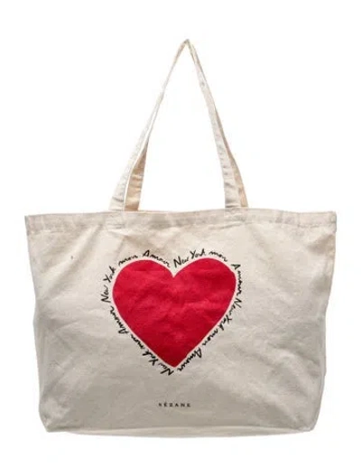 Pre-owned Sézane Canvas Tote In Neutral