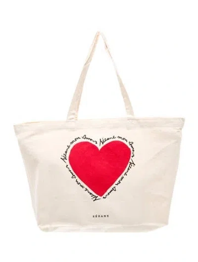 Pre-owned Sézane Canvas Tote In Neutral