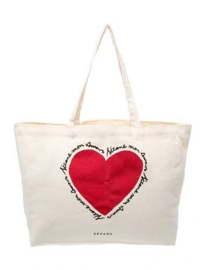Pre-owned Sézane Canvas Tote In Neutral