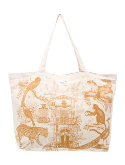 Pre-owned Sézane Canvas Tote In Neutrals