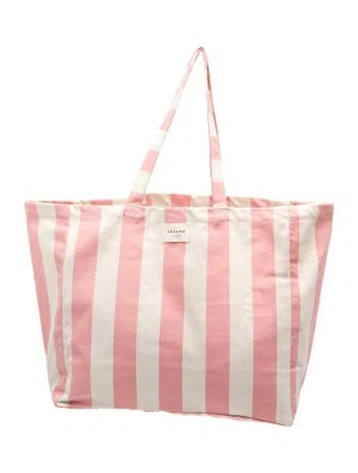 Pre-owned Sézane Canvas Tote In Neutrals/pink