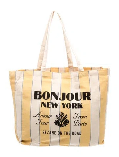 Pre-owned Sézane Canvas Tote In Yellow