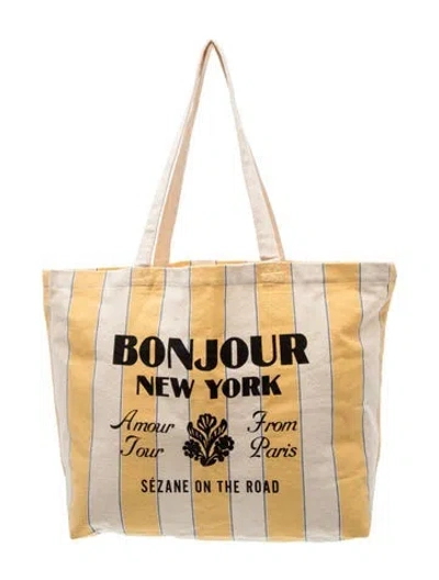Pre-owned Sézane Canvas Tote In Yellow