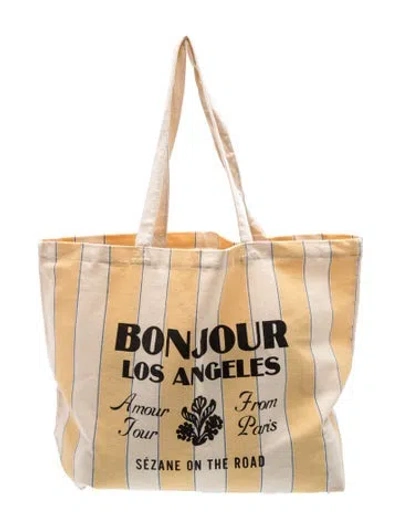 Pre-owned Sézane Canvas Tote In Yellow