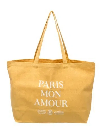 Pre-owned Sézane Canvas Tote In Yellow