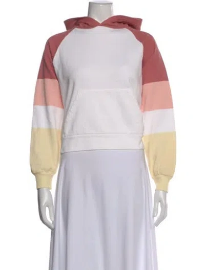 Pre-owned Sézane Colorblock Pattern Crew Neck Hoodie In White