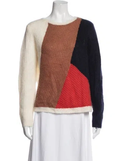 Pre-owned Sézane Colorblock Pattern Crew Neck Sweater In Brown