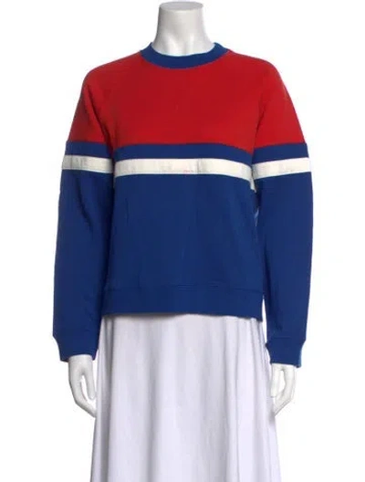 Pre-owned Sézane Colorblock Pattern Crew Neck Sweatshirt In Blue
