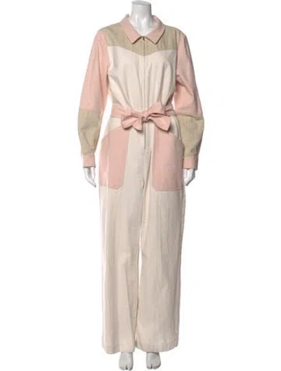 Pre-owned Sézane Colorblock Pattern Jumpsuit In Neutral