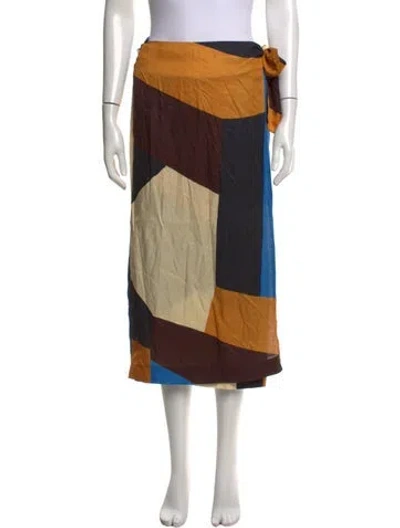 Pre-owned Sézane Colorblock Pattern Midi Length Skirt W/ Tags In Yellow